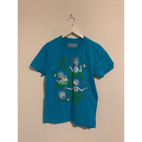 Rick & Morty drunk Rick Teal T-shirt - Picture 1 of 1